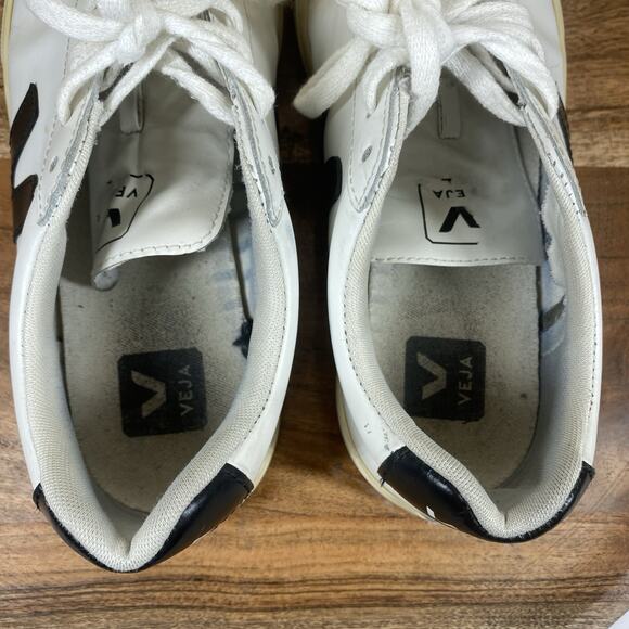 Veja Esplar Womens White And Black Size 6 Low Top Leather Shoes Sneakers - Picture 7 of 10